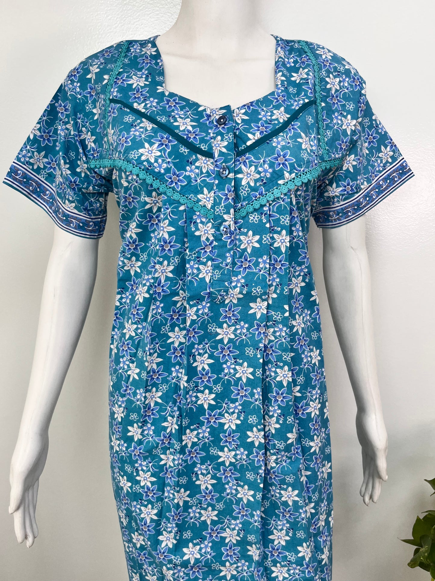 100% pure cotton pleated nighty for women in pastel shades
