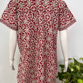 Printed pure cotton pleated nightgown for women with pocket