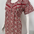 Printed pure cotton pleated nightgown for women with pocket