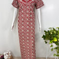 Printed pure cotton pleated nightgown for women with pocket