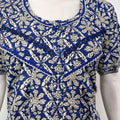 Printed pure cotton pleated nightgown for women with pocket