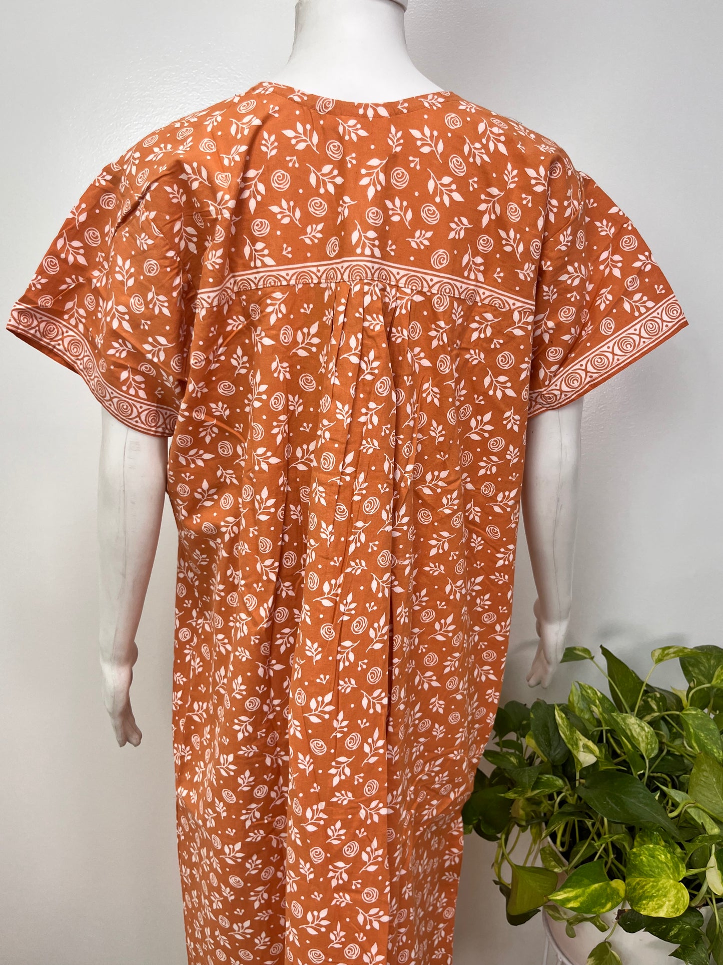 Floral 100% pure cotton pleated nighty for women
