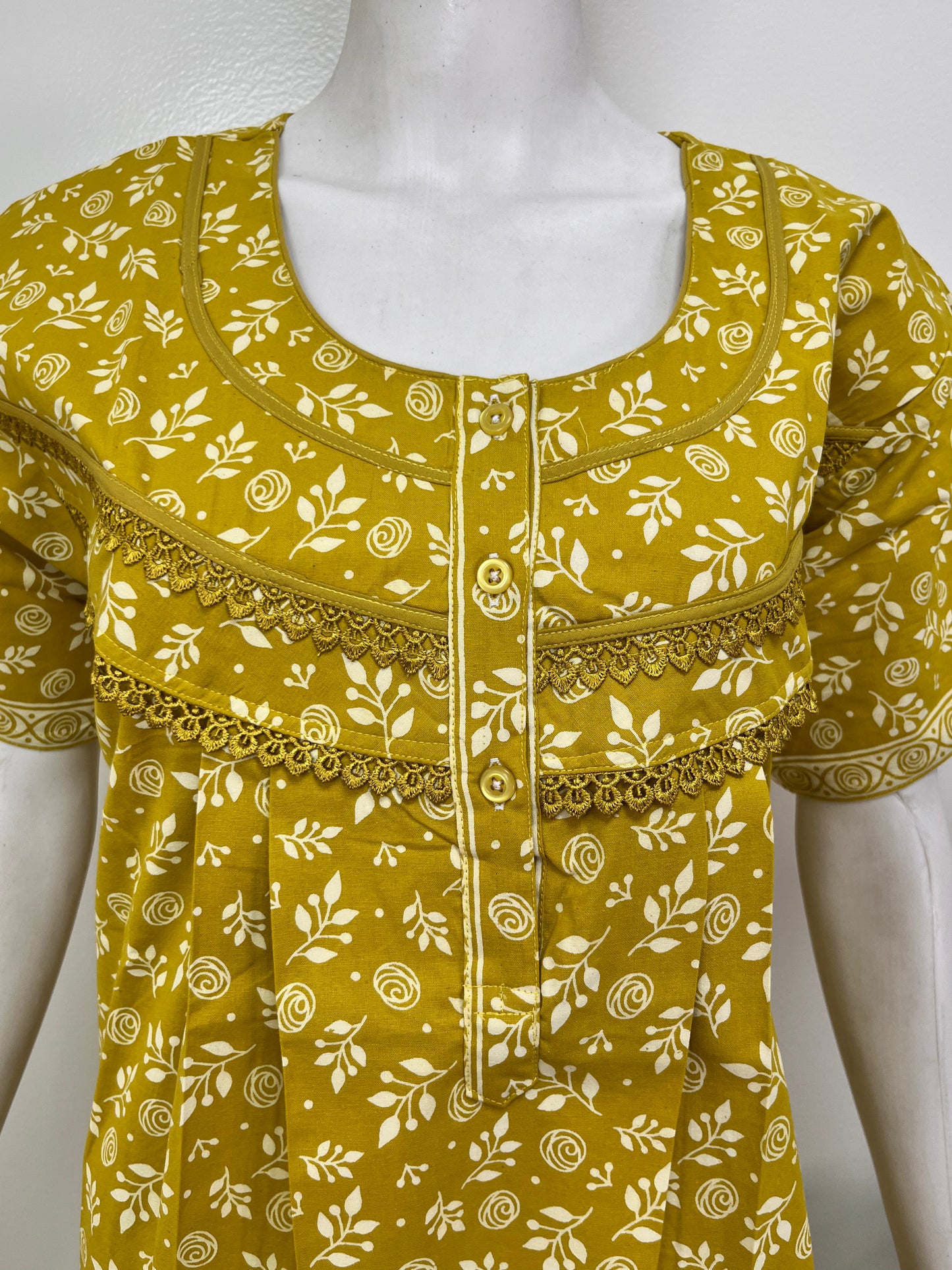 Floral 100% pure cotton pleated nighty for women