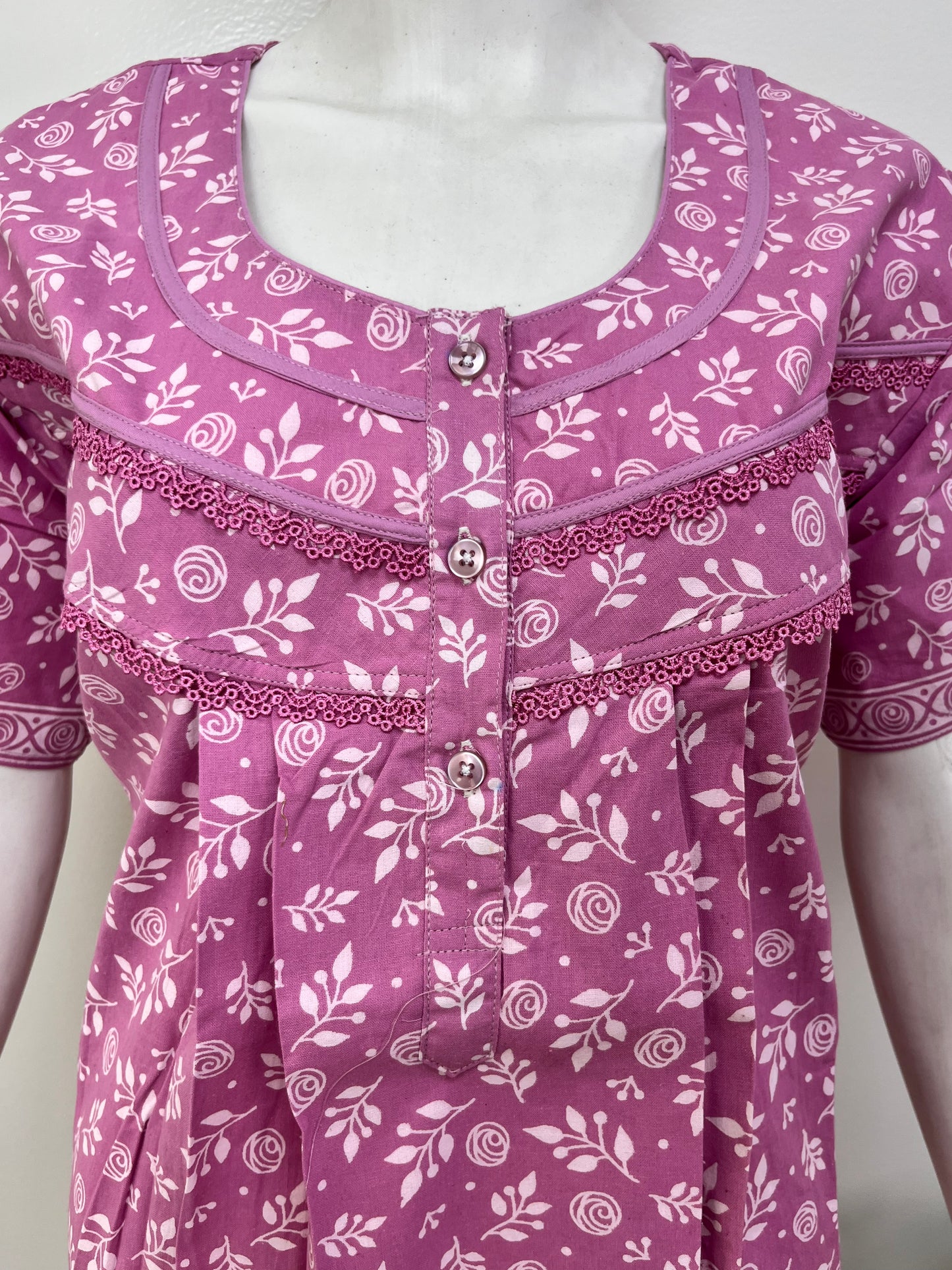Floral 100% pure cotton pleated nighty for women