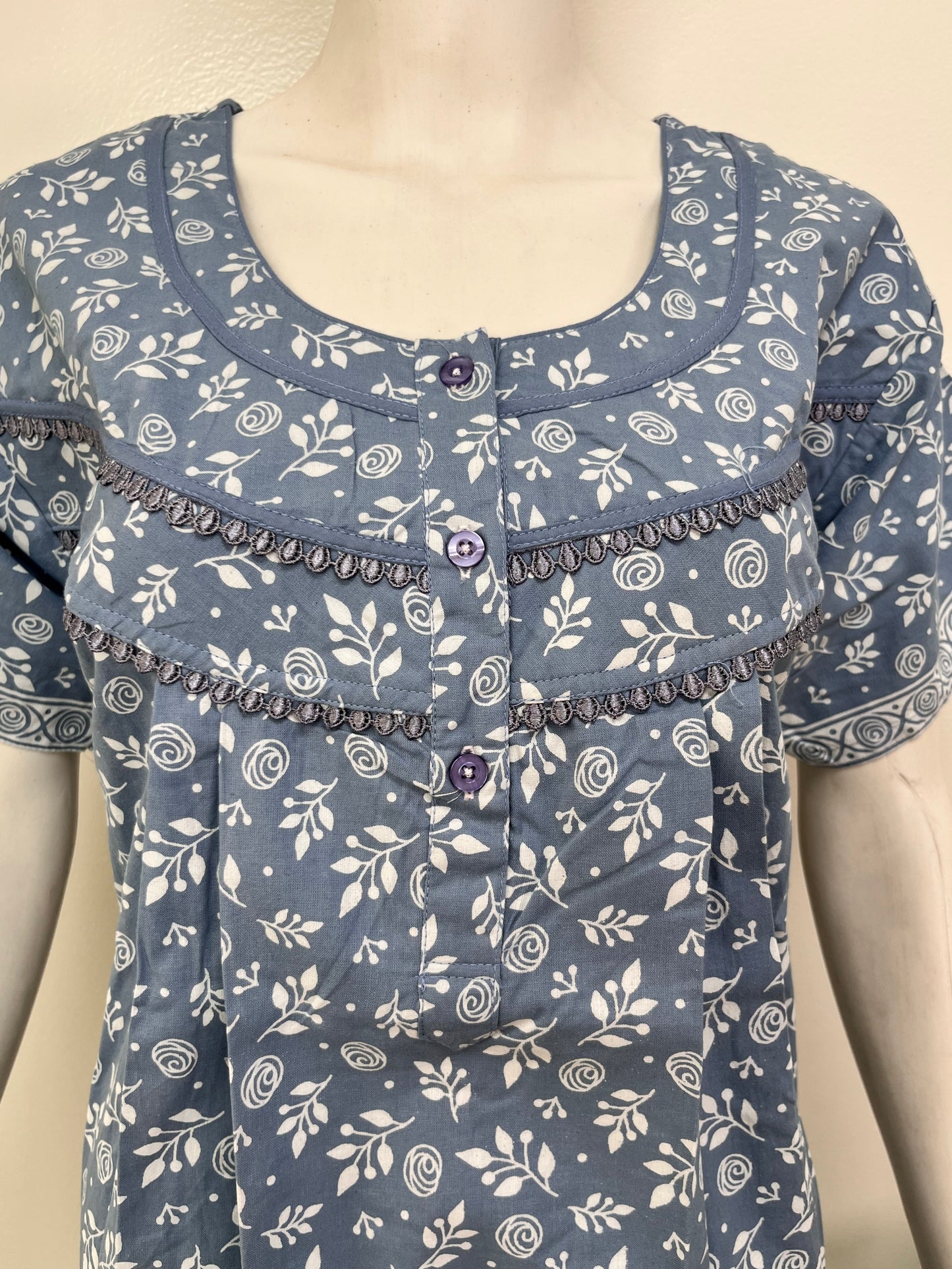 Floral 100% pure cotton pleated nighty for women