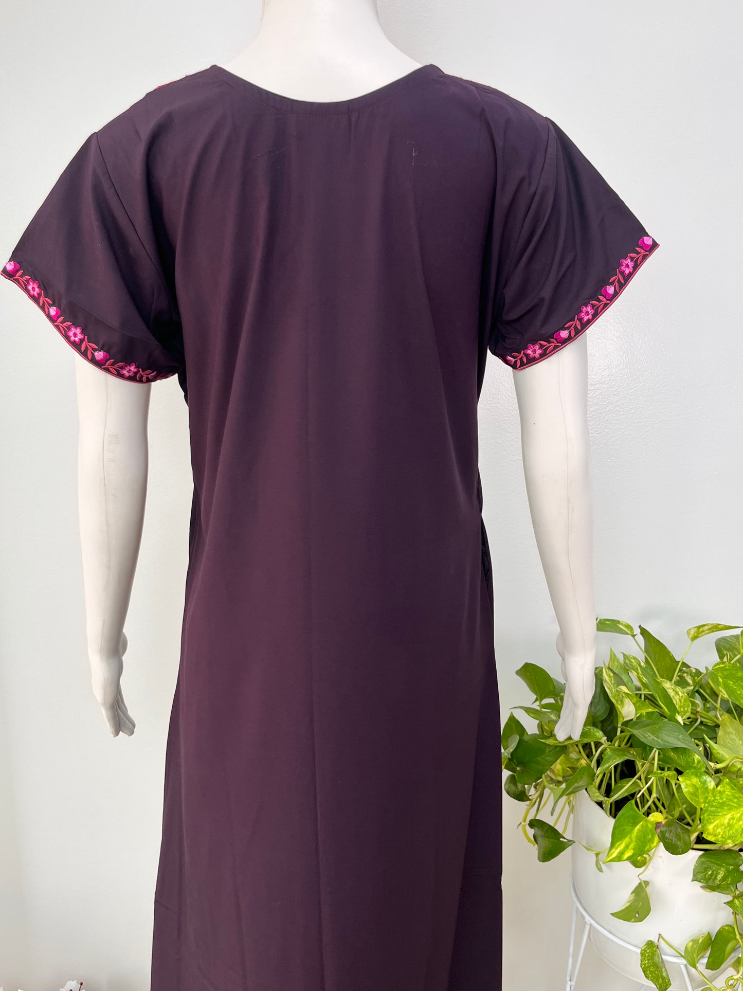 Embroidered Bizzylizzy A-line nighty for women with pocket