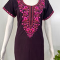 Embroidered Bizzylizzy A-line nighty for women with pocket