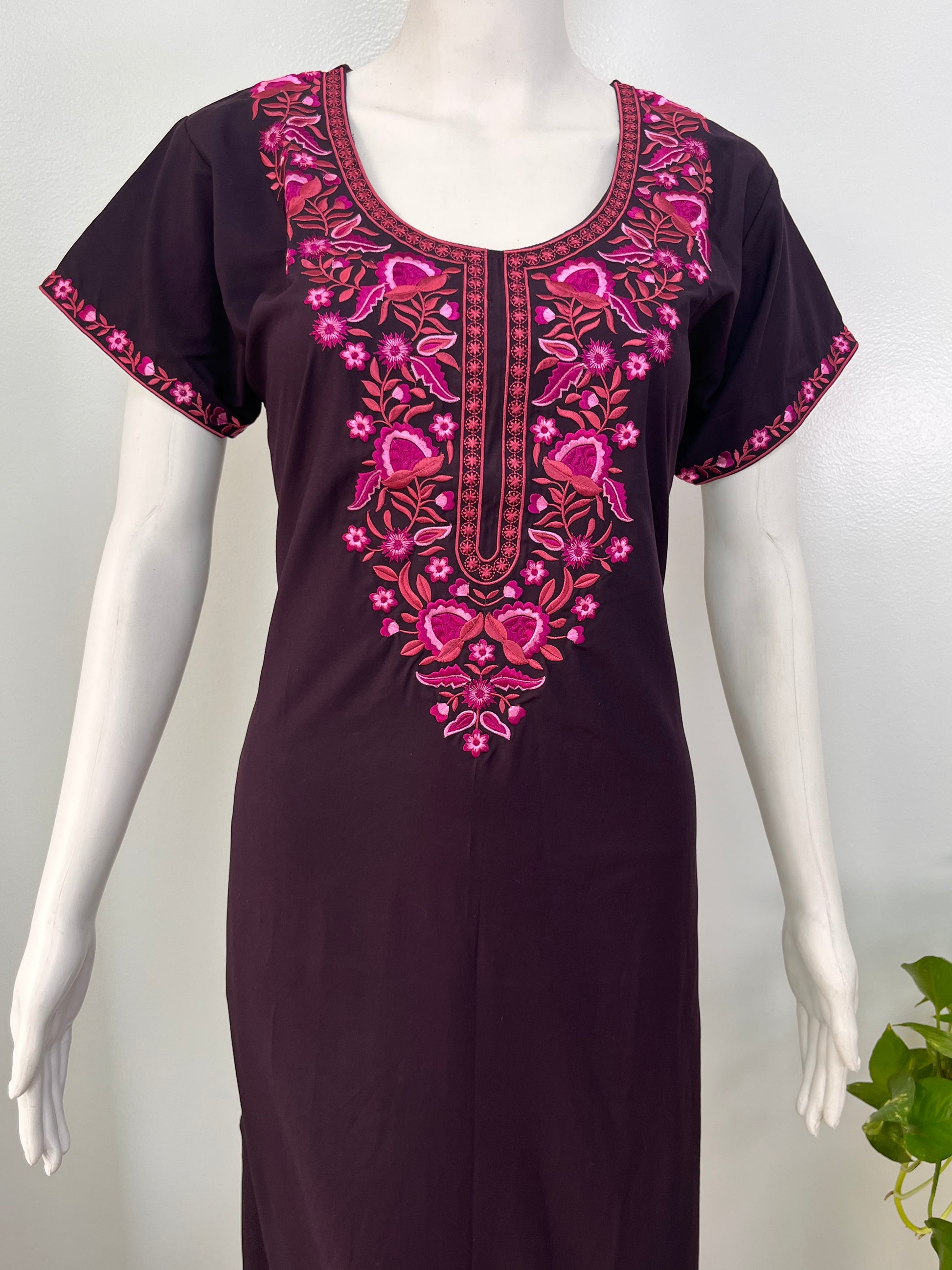 Embroidered Bizzylizzy A-line nighty for women with pocket