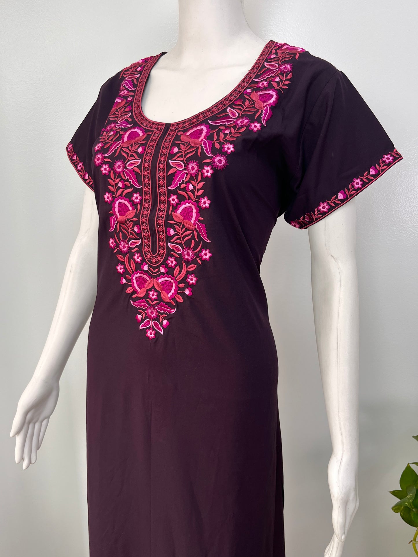 Embroidered Bizzylizzy A-line nighty for women with pocket