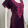 Embroidered Bizzylizzy A-line nighty for women with pocket