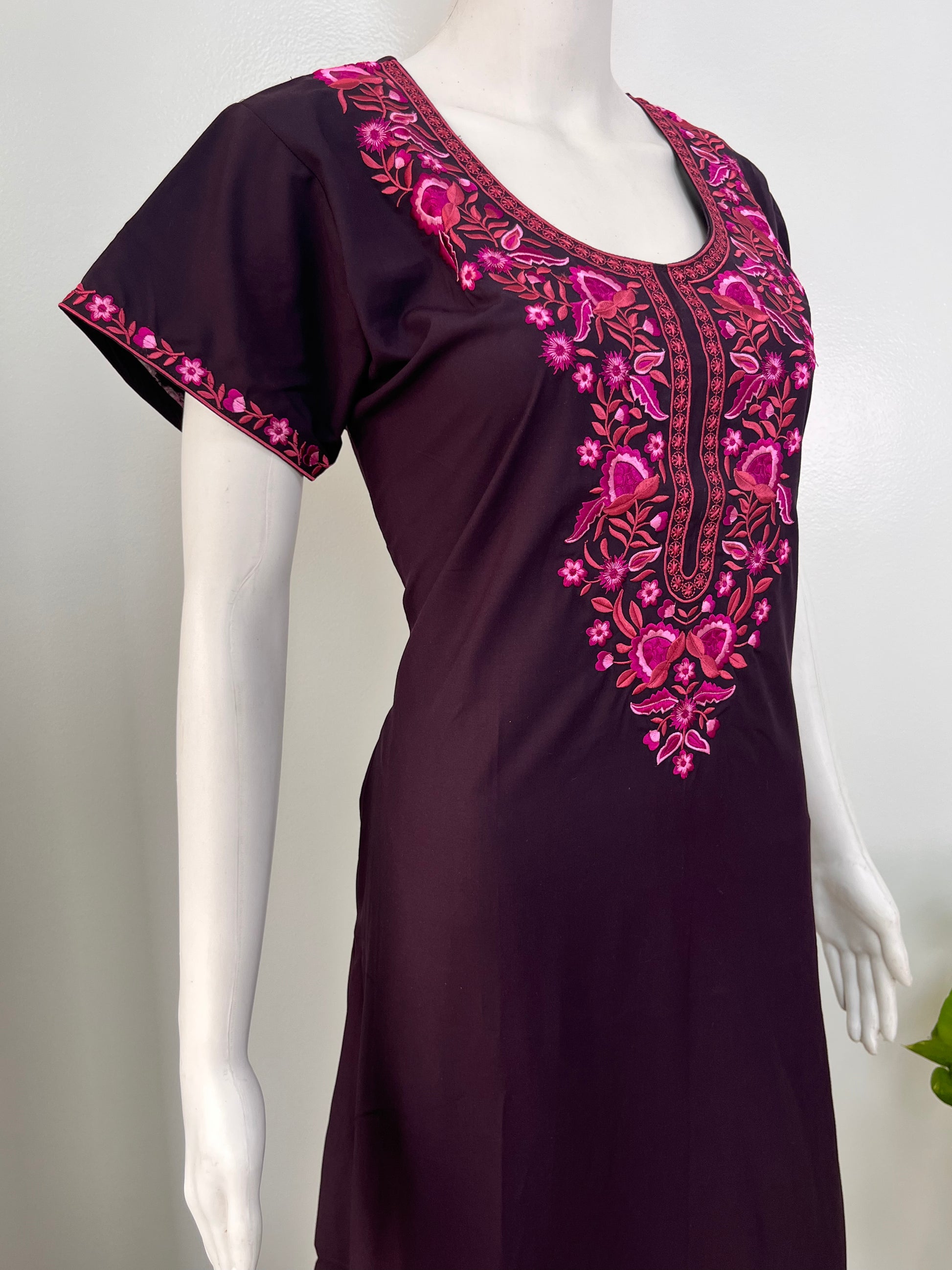 Embroidered Bizzylizzy A-line nighty for women with pocket