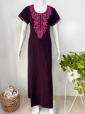 Embroidered Bizzylizzy A-line nighty for women with pocket
