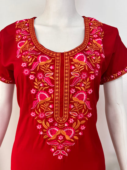 Embroidered Bizzylizzy A-line nighty for women with pocket