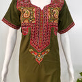 Bizzylizzy nighty for women with floral embroidery and pocket