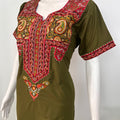 Bizzylizzy nighty for women with floral embroidery and pocket