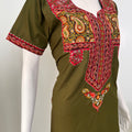 Bizzylizzy nighty for women with floral embroidery and pocket