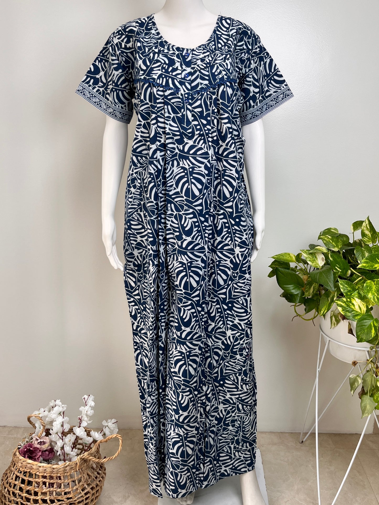 Floral Cotton Nightgown Soft Fabric & Comfortable Nightwear