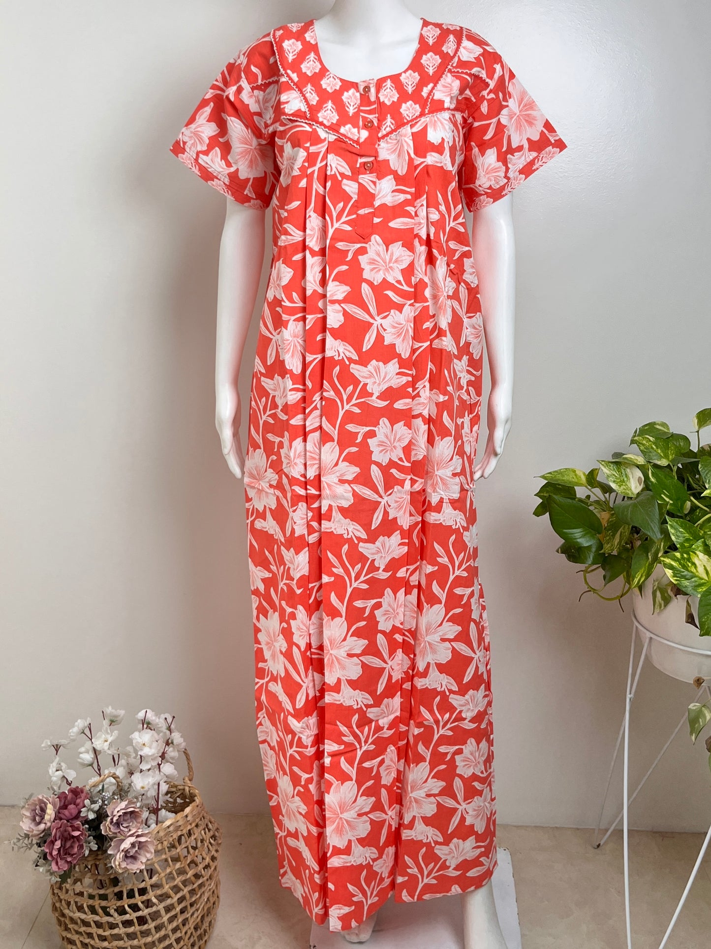 Elegant Floral Cotton Nighty Soft Touch & Breathable Sleepwear