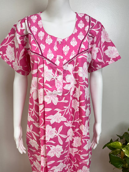 Elegant Floral Cotton Nighty Soft Touch & Breathable Sleepwear