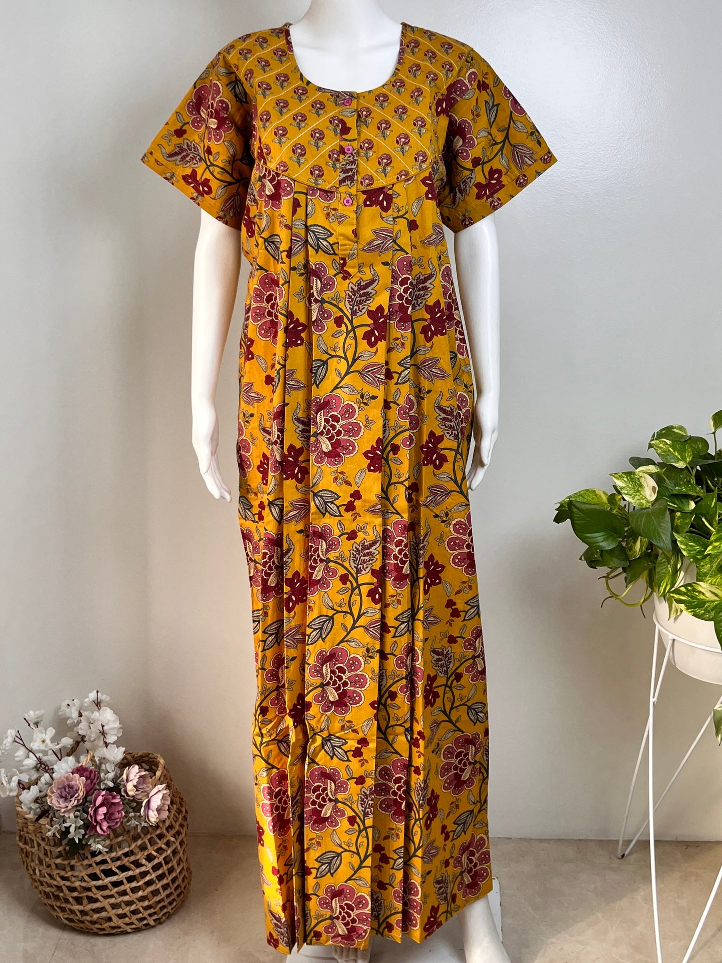 Floral Print Cotton Nighty Airy & Lightweight Daily Wear