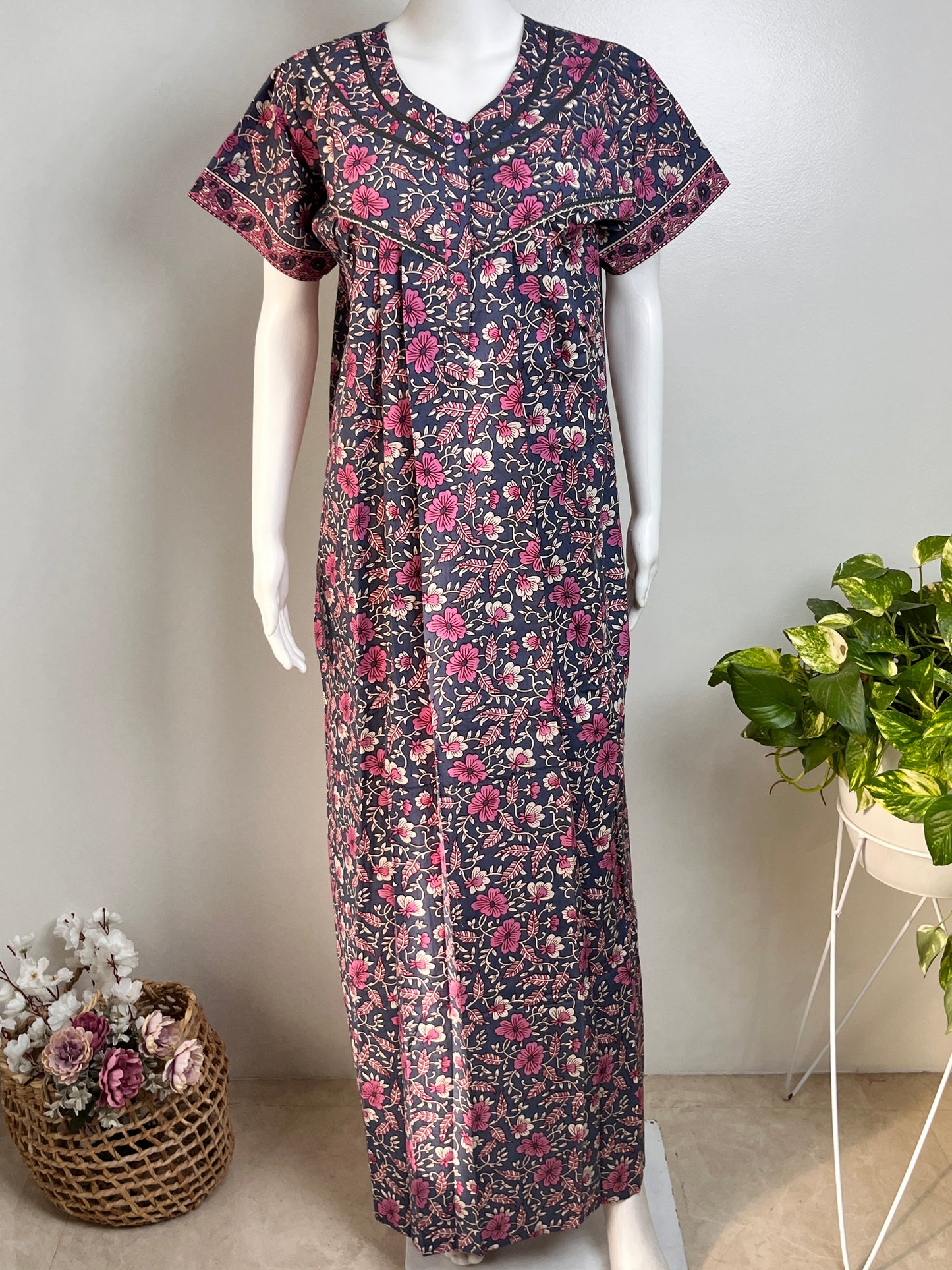 Stylish Cotton Nightgown Soft Fabric & Breathable Daily Wear