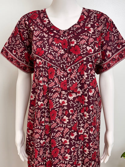 Stylish Cotton Nightgown Soft Fabric & Breathable Daily Wear
