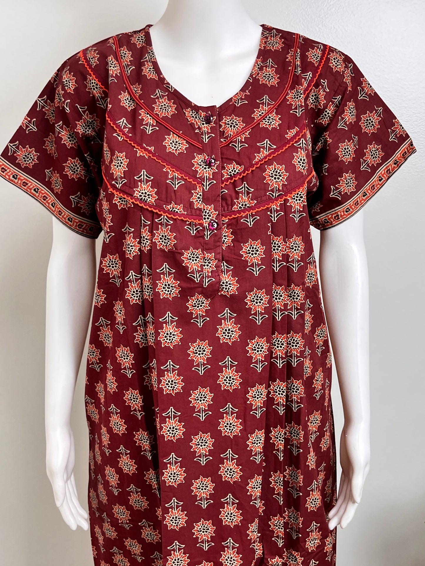 Pure Cotton Nightgown Printed Design & Soft Breathable Fabric