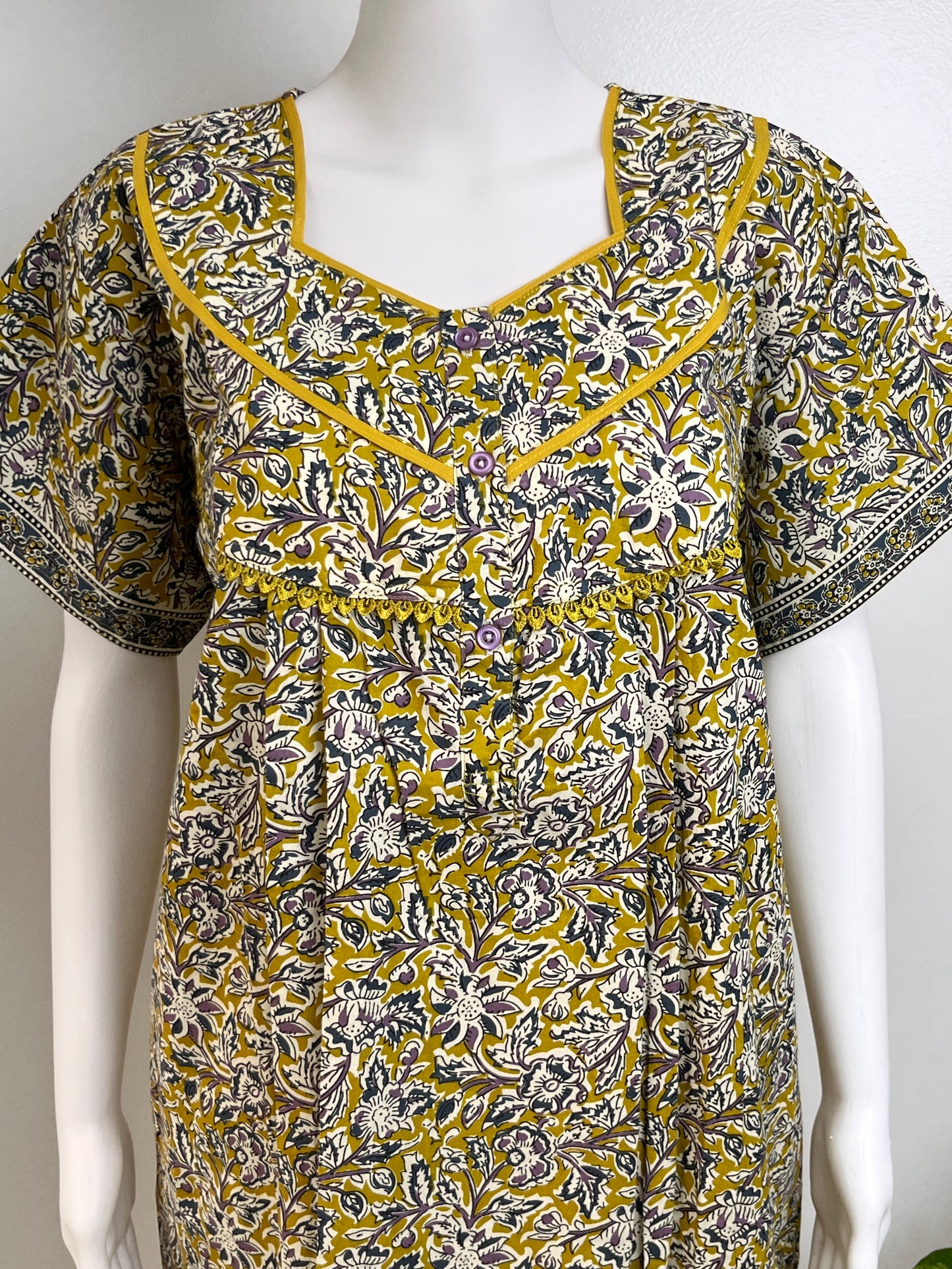 Kalamkari Printed Cotton Nightgown Stylish & Breathable Sleepwear