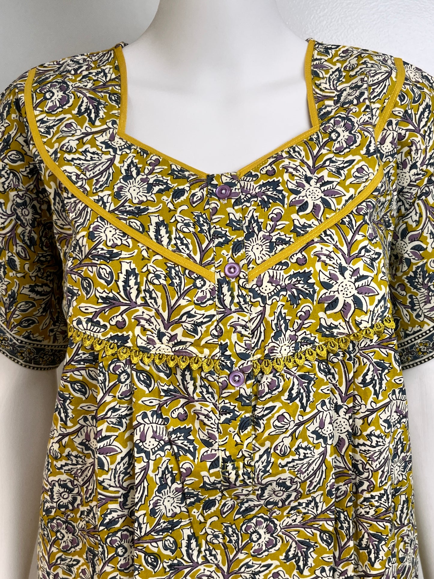 Kalamkari Printed Cotton Nightgown Stylish & Breathable Sleepwear