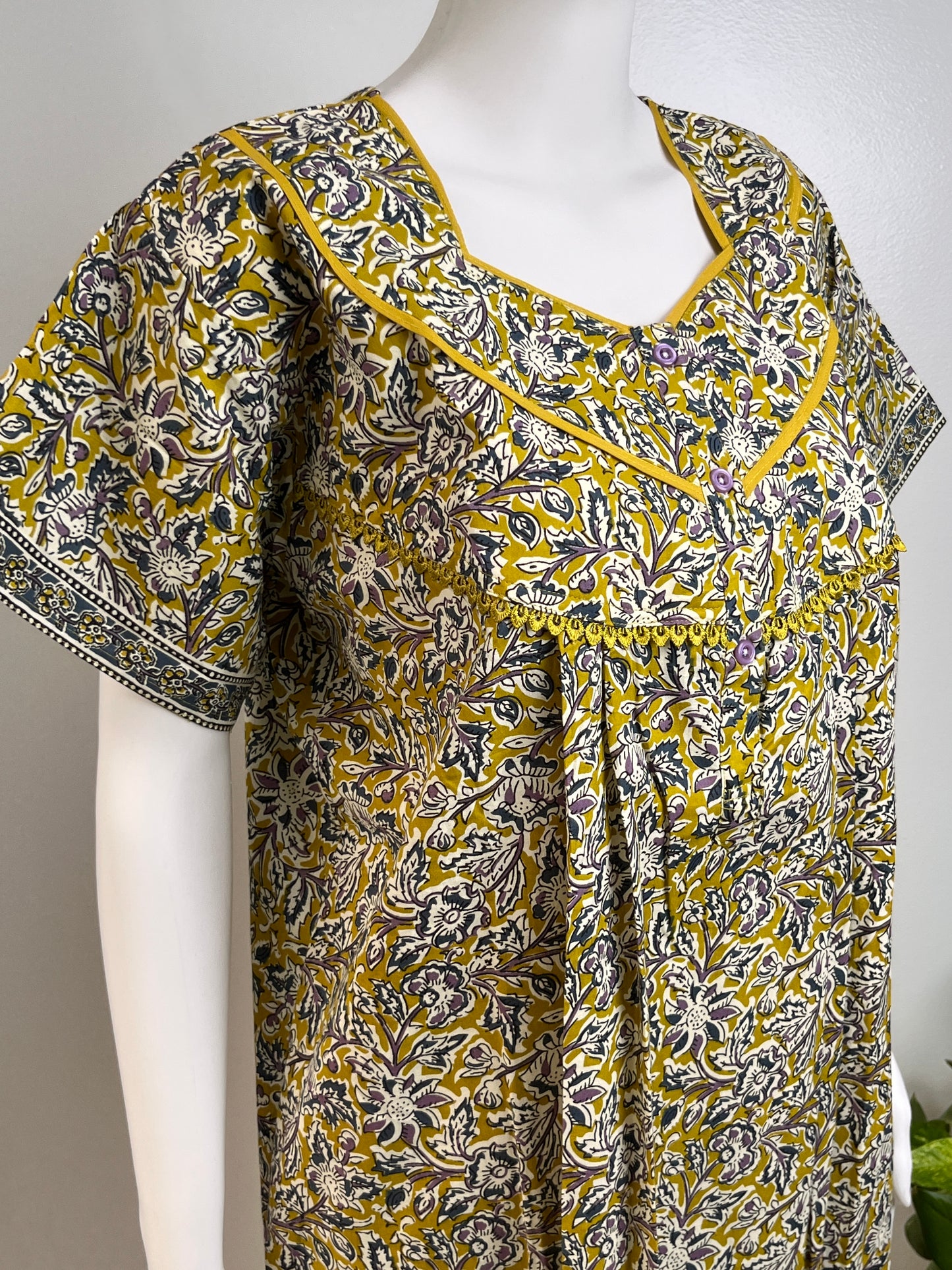 Kalamkari Printed Cotton Nightgown Stylish & Breathable Sleepwear