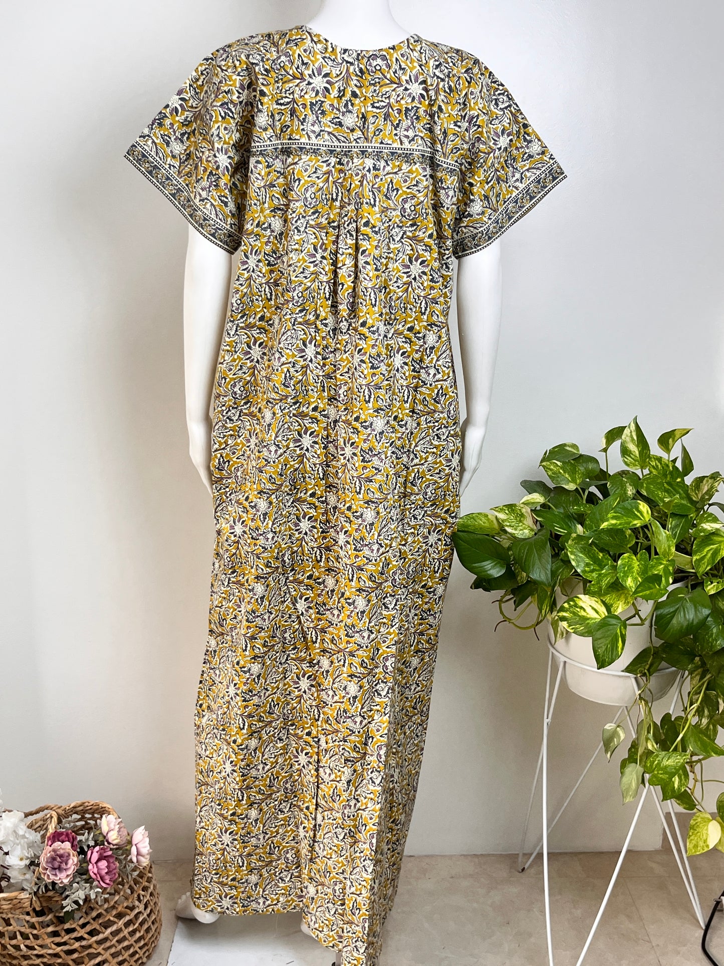 Kalamkari Printed Cotton Nightgown Stylish & Breathable Sleepwear