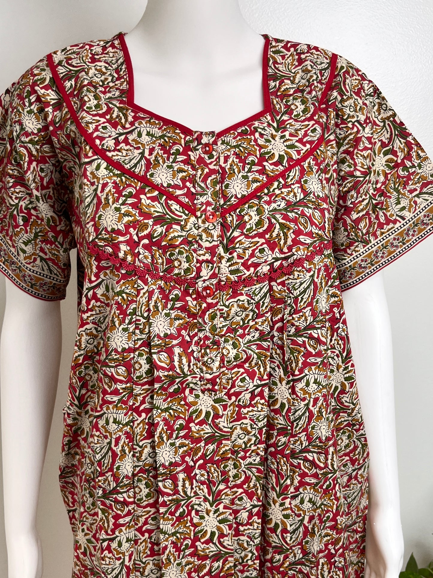 Kalamkari Printed Cotton Nightgown Stylish & Breathable Sleepwear
