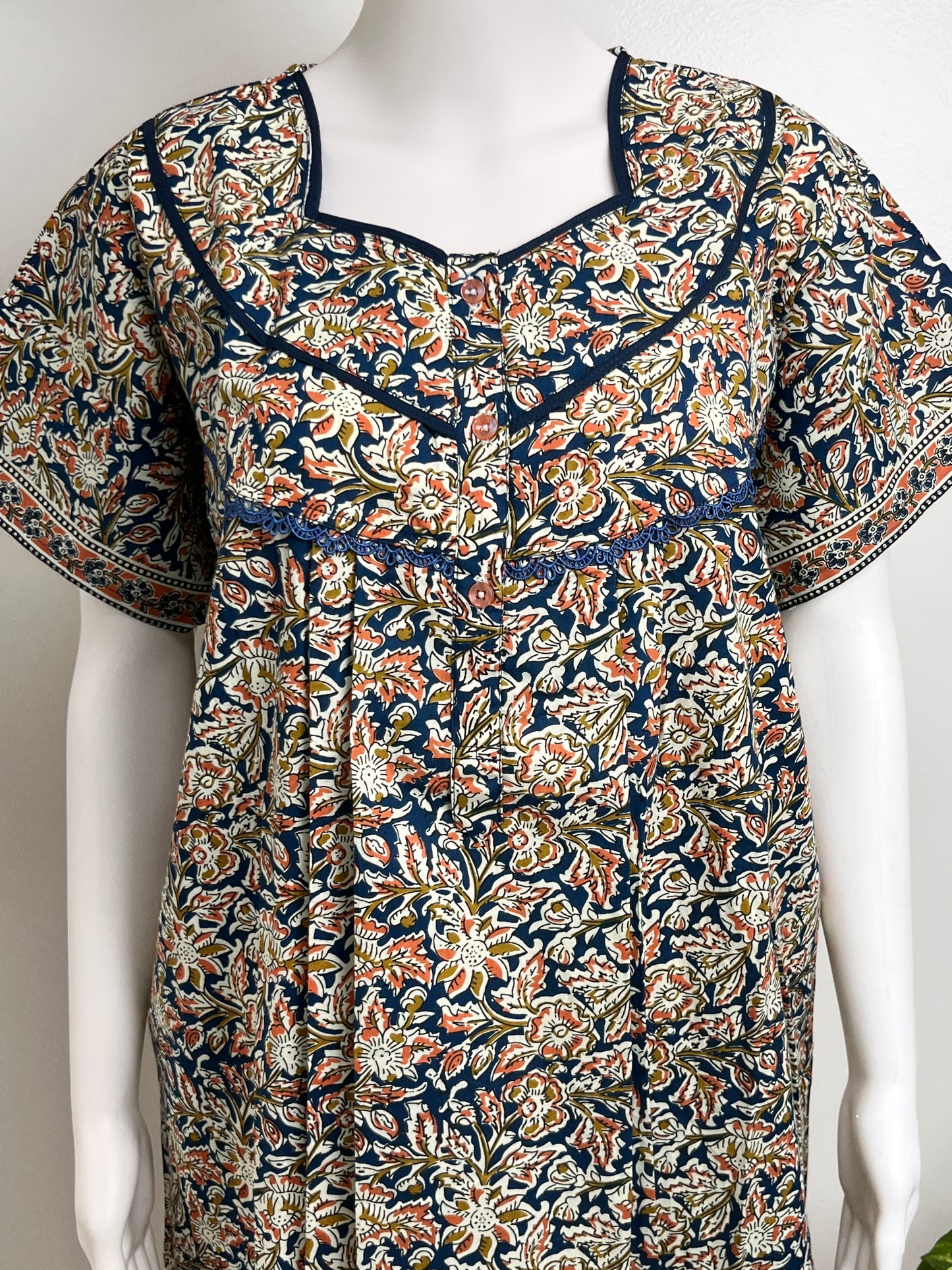 Kalamkari Printed Cotton Nightgown Stylish & Breathable Sleepwear