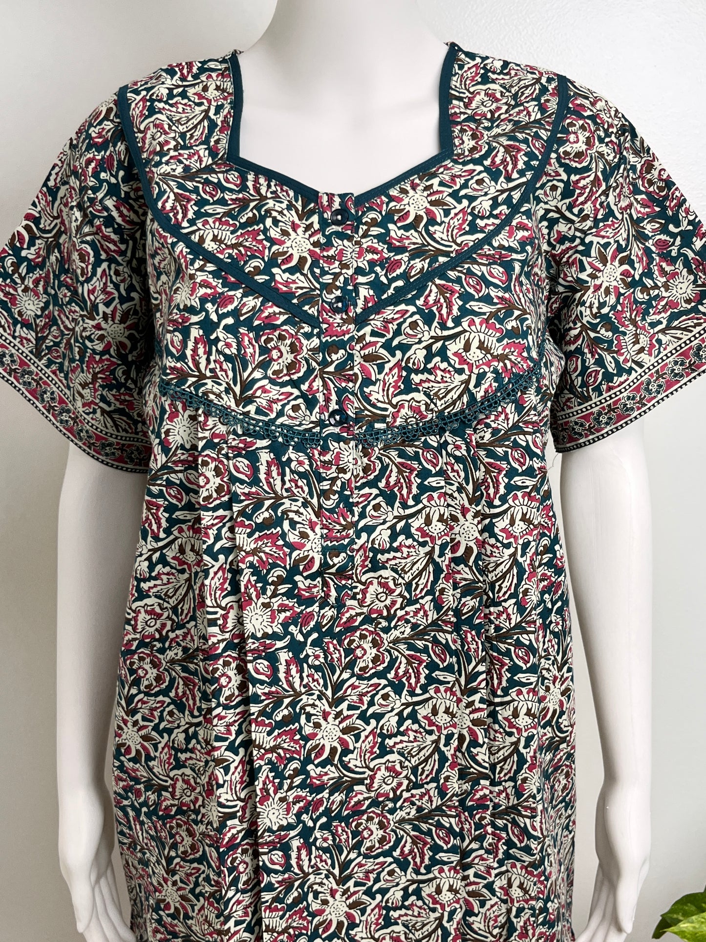 Kalamkari Printed Cotton Nightgown Stylish & Breathable Sleepwear