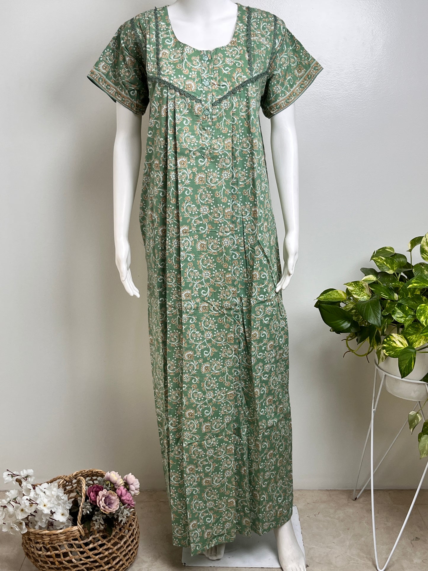 100% Cotton Nightgown Printed Design & Soft Breathable Fabric