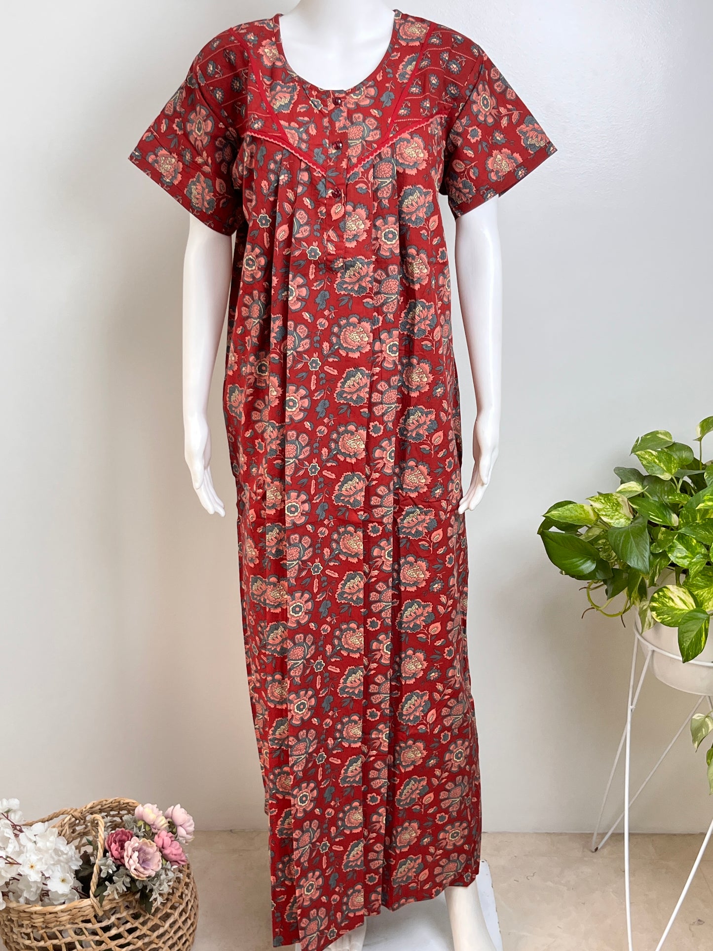 Pure Cotton Nightgown Printed Design