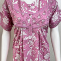 Pastel Printed Cotton Nighty in Pink, Brown and Pista