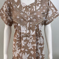 Pastel Printed Cotton Nighty in Pink, Brown and Pista