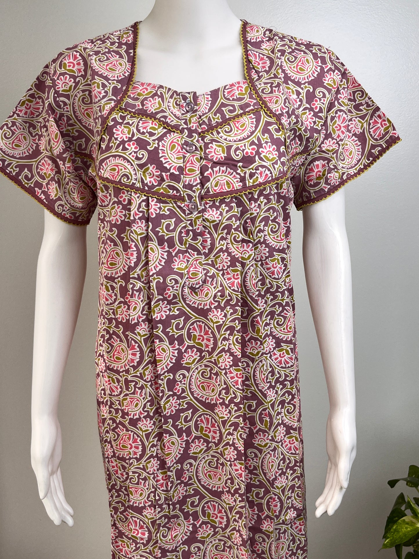 Pure Cotton Pastel Nighty in Peach, Rose Gold and Yellow