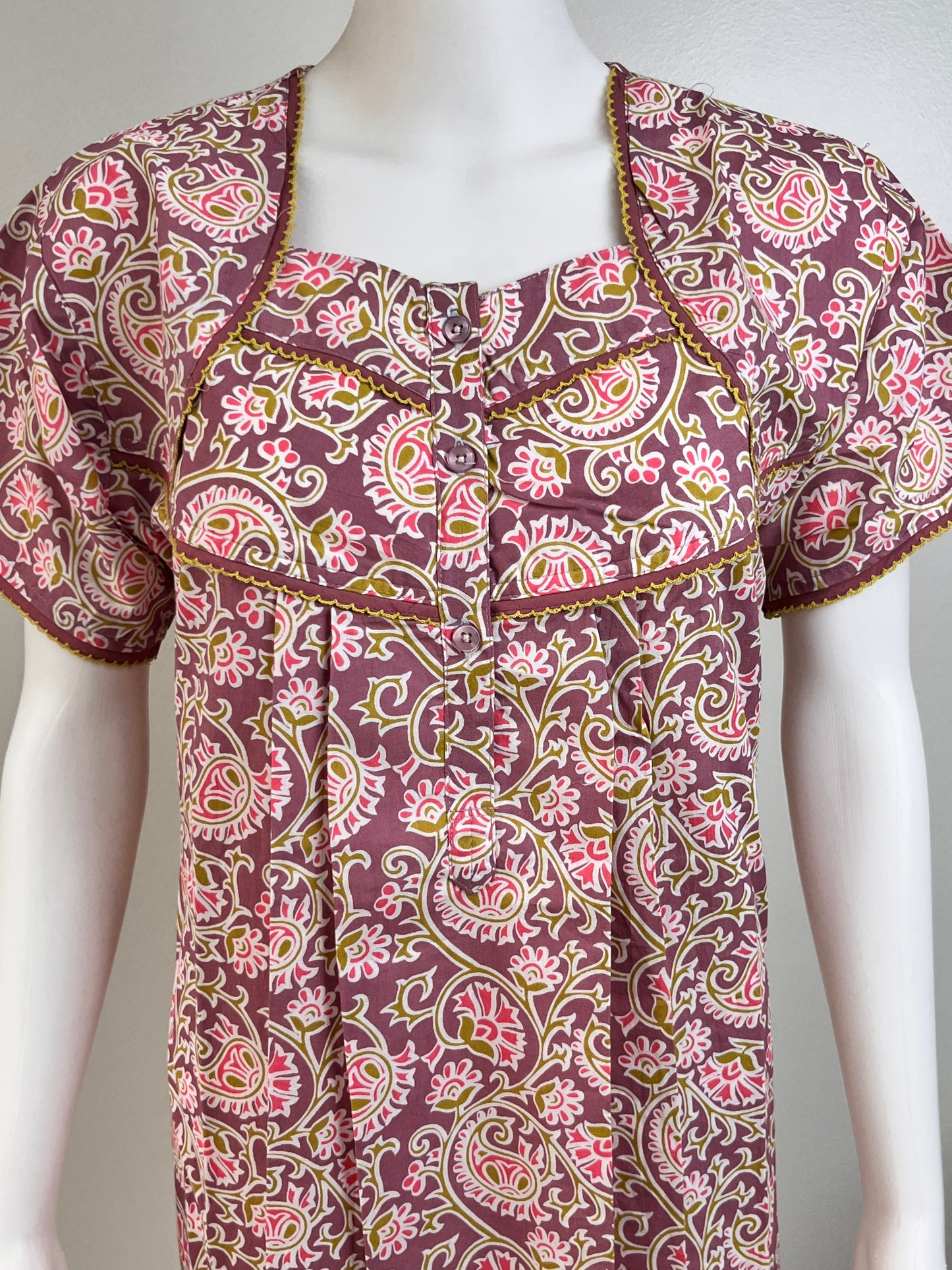Pure Cotton Pastel Nighty in Peach, Rose Gold and Yellow