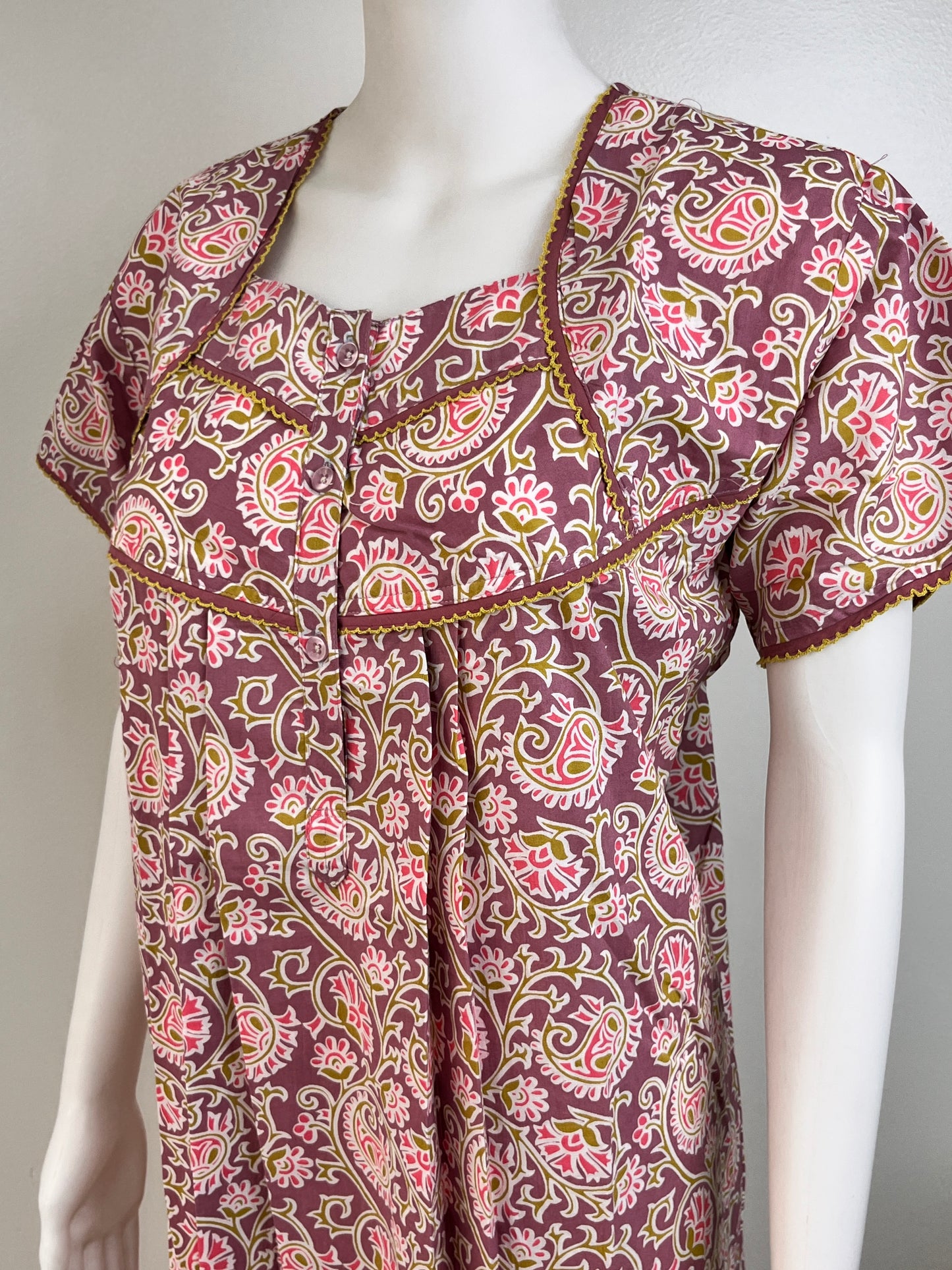 Pure Cotton Pastel Nighty in Peach, Rose Gold and Yellow