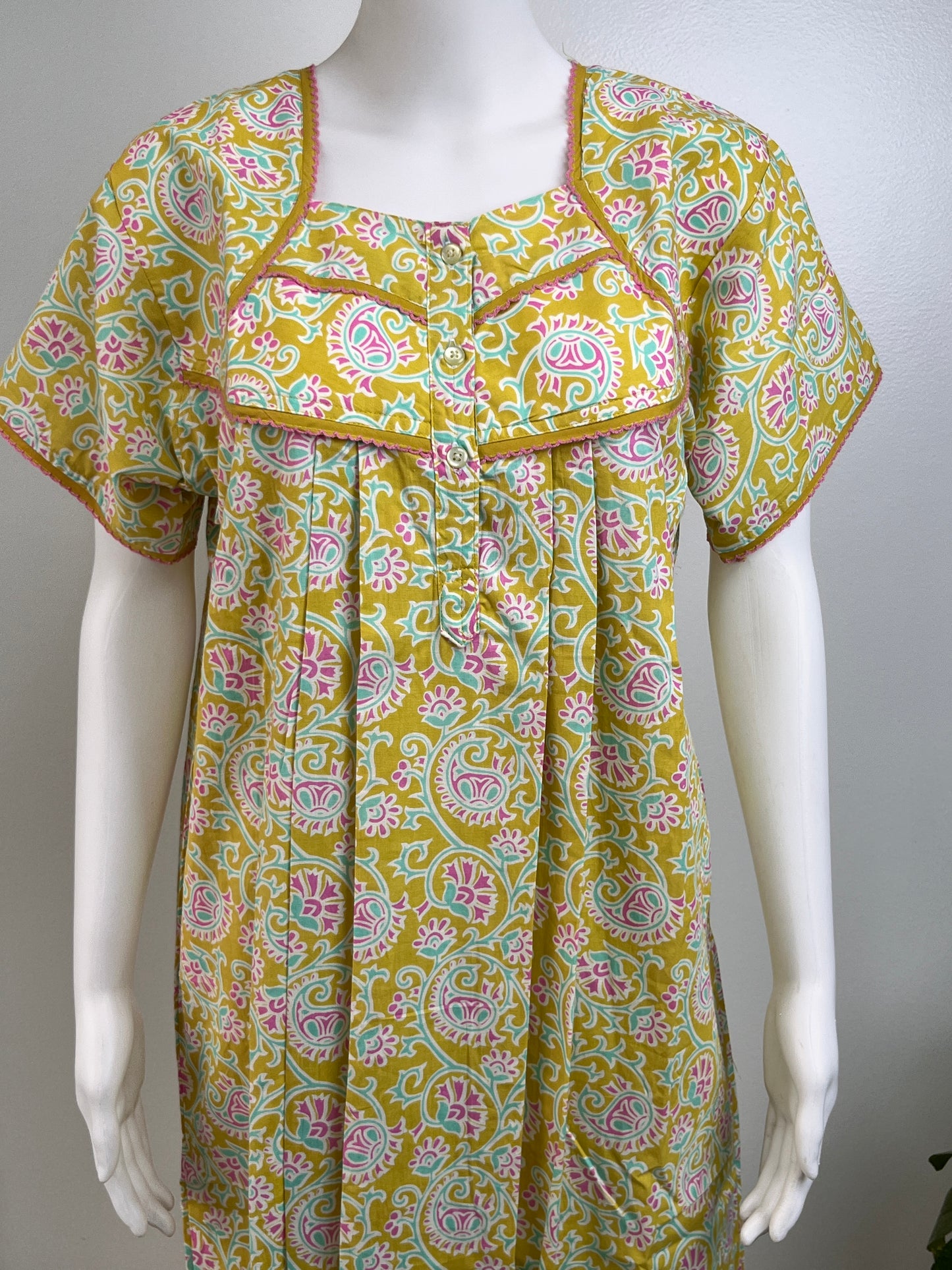 Pure Cotton Pastel Nighty in Peach, Rose Gold and Yellow