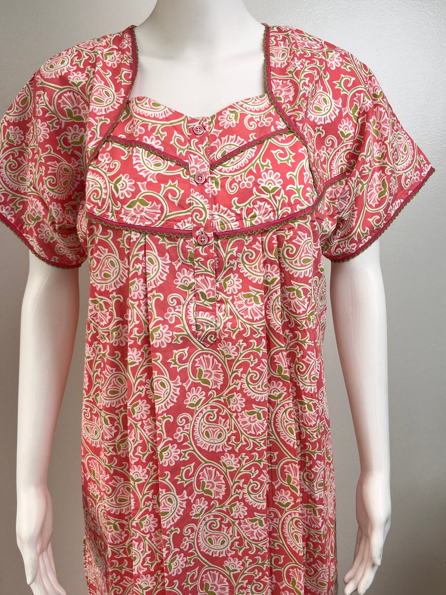 Pure Cotton Pastel Nighty in Peach, Rose Gold and Yellow