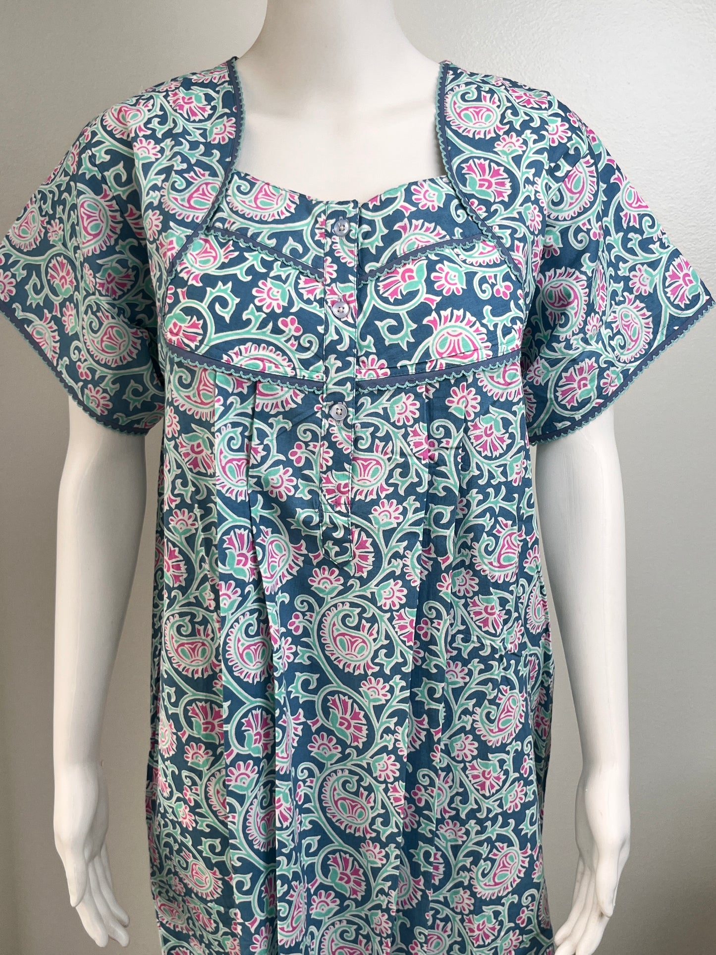 Pure Cotton Pastel Nighty in Peach, Rose Gold and Yellow