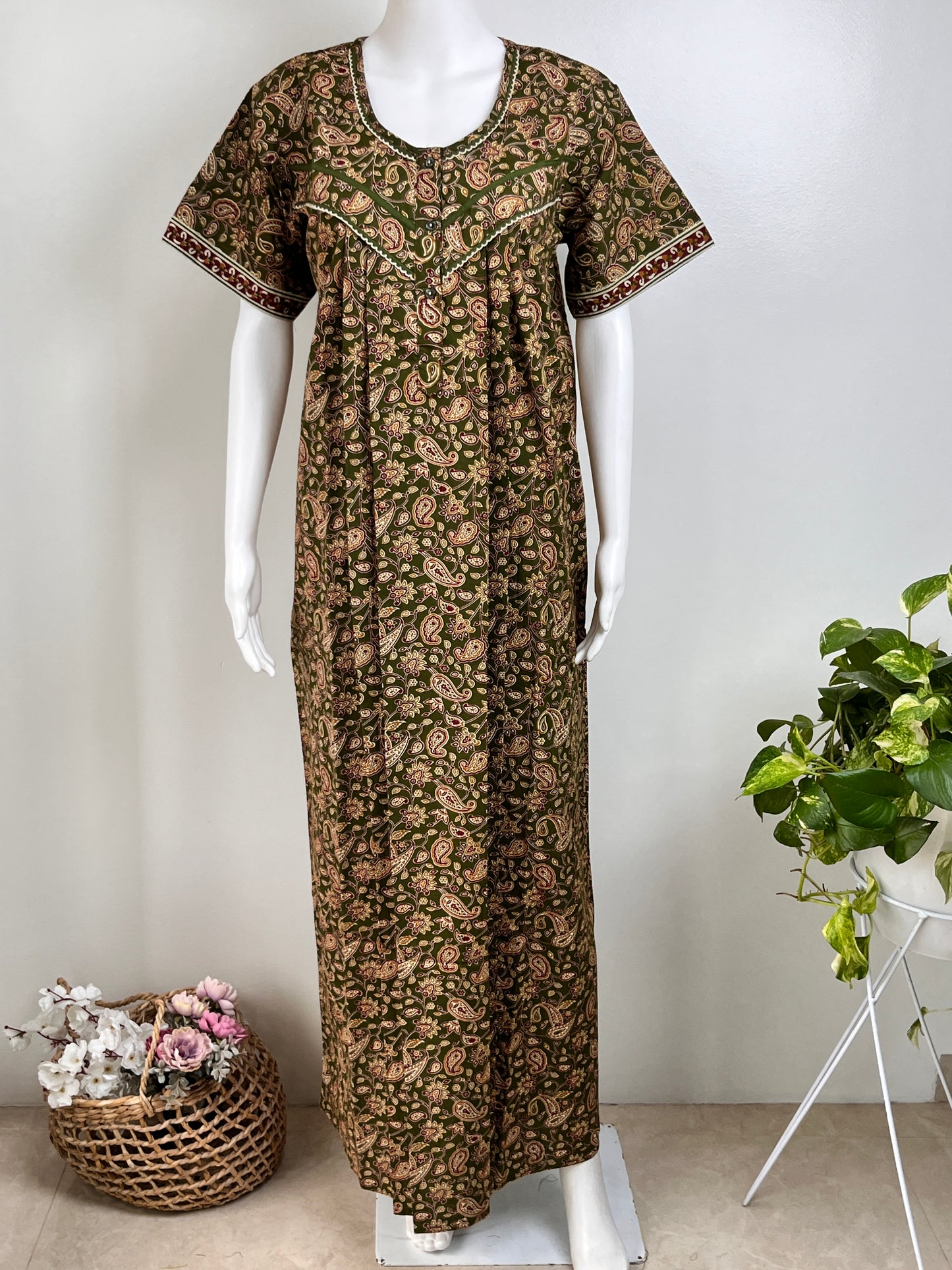 Multicolor Printed Cotton Nightgown Soft & Comfortable