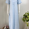 Floral Embroidered Checked Nightgown Soft & Breathable