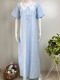 Floral Embroidered Checked Nightgown Soft & Breathable