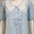 Floral Embroidered Checked Nightgown Soft & Breathable