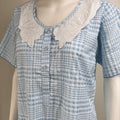 Floral Embroidered Checked Nightgown Soft & Breathable