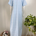 Floral Embroidered Checked Nightgown Soft & Breathable